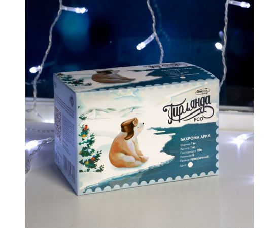 Бахрома Luazon ECO Арка, IP20, Ш1 м, В1 м, Н.С. LED-126-220V, 8 режимов, белый 1080430 – изображение 5