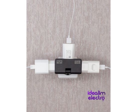 Сетевой электрический плоский поворотный тройник в розетку idealim Черный black – изображение 6