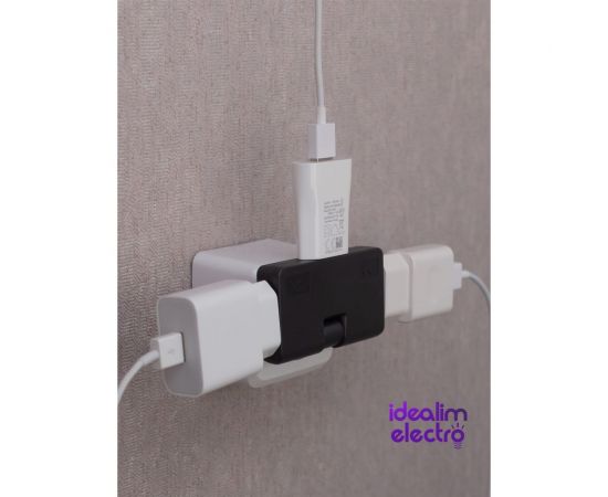 Сетевой электрический плоский поворотный тройник в розетку idealim Черный black – изображение 7