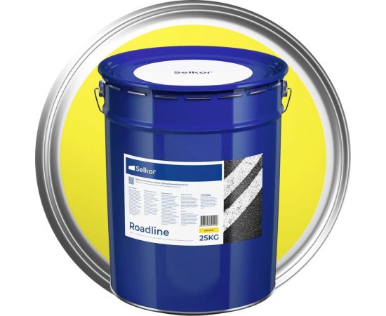 Быстросохнущая краска для дорожной разметки Selkor Roadline желтая, 25 кг 22352 