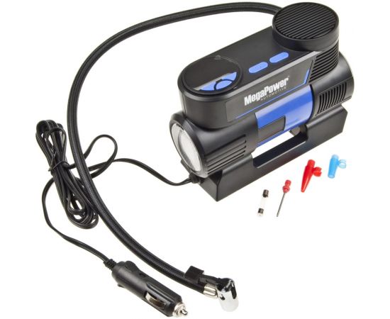 Поршневой компрессор 150PSI 35л/мин, 12A 12V с LED-фонарём MEGAPOWER M-53017 