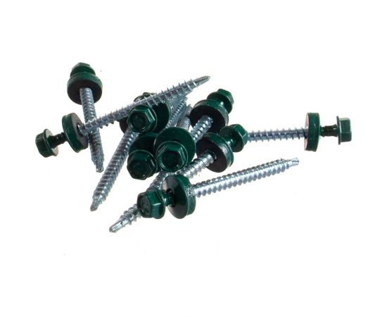 Саморезы Зубр для крепления кровельных материалов к деревянной обрешетке, цвет RAL 6005 зеленый насыщенный, оцинкованный, 4,8x60мм, 200шт 4-300315-48-060-6005 – изображение 2