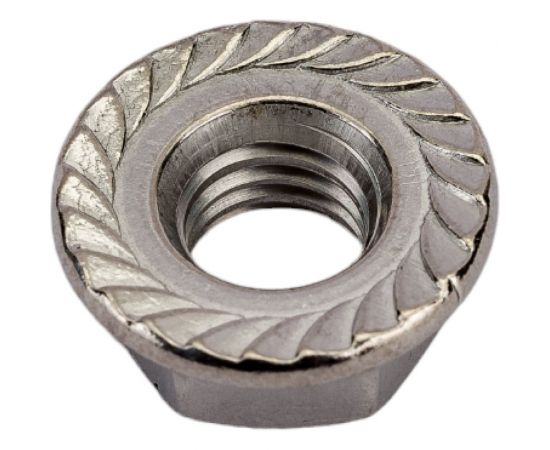 Нержавеющая гайка с фланцем KREPFIELD М8, DIN 6923, А2, с зазубринами, шестигранная, 50 шт. 6923А2ГАЙКАМ8-50 – изображение 2