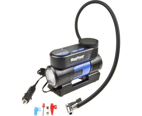 Поршневой компрессор 150PSI 35л/мин, 12A 12V с LED-фонарём MEGAPOWER M-53017 – изображение 3