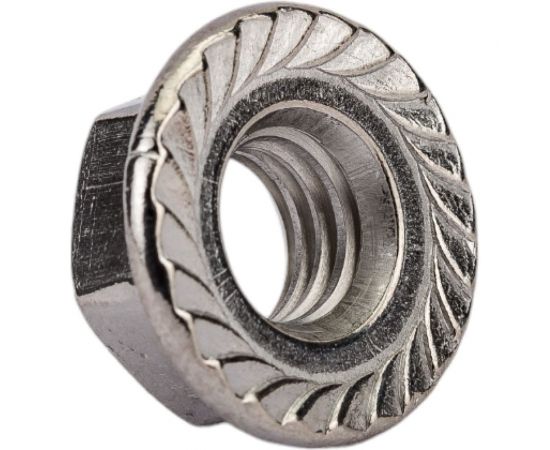 Нержавеющая гайка с фланцем KREPFIELD М8, DIN 6923, А2, с зазубринами, шестигранная, 50 шт. 6923А2ГАЙКАМ8-50 – изображение 4