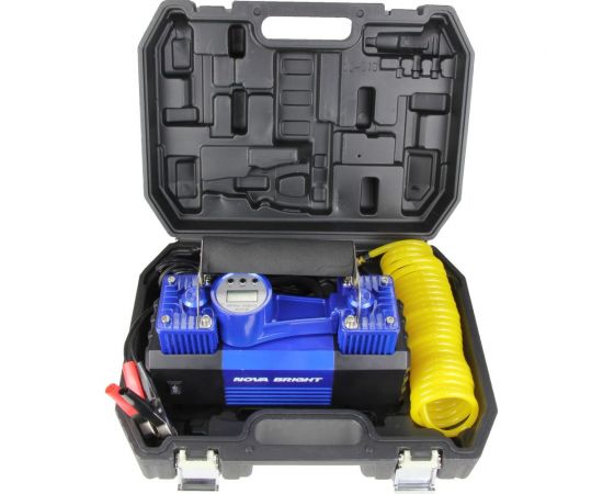 Компрессор Nova Bright АК-90 двухпоршневой, до 90 л/мин., 150 PSI, 12В, металл.корпус, пластик.кейс, цифровой манометр, LED-фонарь 36450 – изображение 5