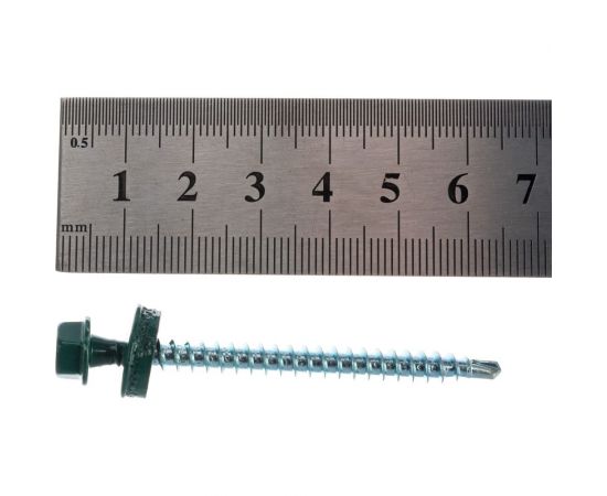 Саморезы Зубр для крепления кровельных материалов к деревянной обрешетке, цвет RAL 6005 зеленый насыщенный, оцинкованный, 4,8x60мм, 200шт 4-300315-48-060-6005 – изображение 5