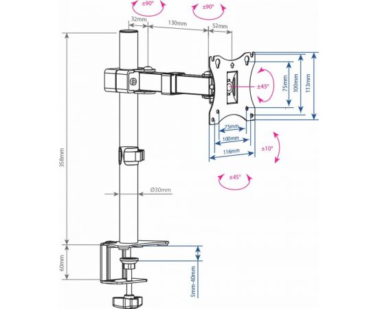 Кронштейн для мониторов Arm media LCD T02 black 10220 – изображение 7