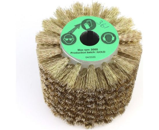 Щетка 110x100x19 мм, 4 отв., проволока гофр. латунир-я сталь 0.35 мм для щеточных шлиф машин 3-361 Cazzola Spazzole FEL110100GOLDPG 