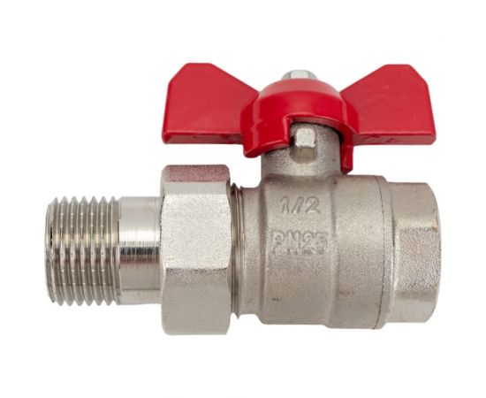Шаровой Кран DOUBLE-LIN латунный резьбовой, бабочка, со сгоном НР/ВР 1/2"" LL1045 (1/2"") 