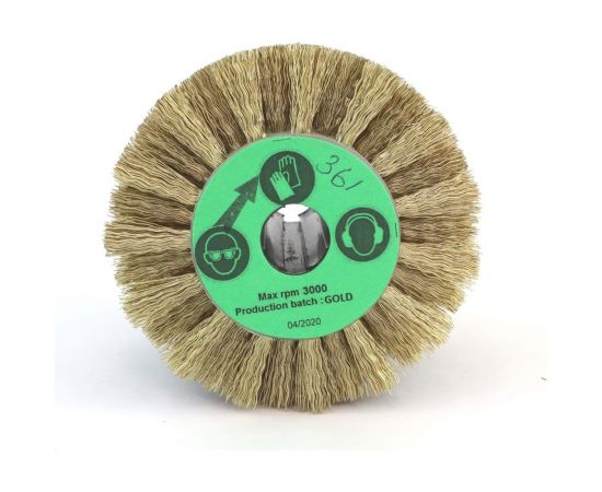 Щетка 110x100x19 мм, 4 отв., проволока гофр. латунир-я сталь 0.35 мм для щеточных шлиф машин 3-361 Cazzola Spazzole FEL110100GOLDPG – изображение 2