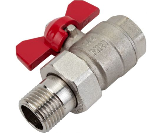 Шаровой Кран DOUBLE-LIN латунный резьбовой, бабочка, со сгоном НР/ВР 1/2"" LL1045 (1/2"") – изображение 2