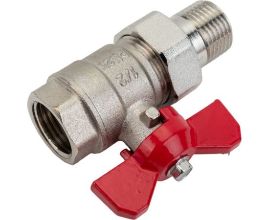 Шаровой Кран DOUBLE-LIN латунный резьбовой, бабочка, со сгоном НР/ВР 1/2"" LL1045 (1/2"") – изображение 3