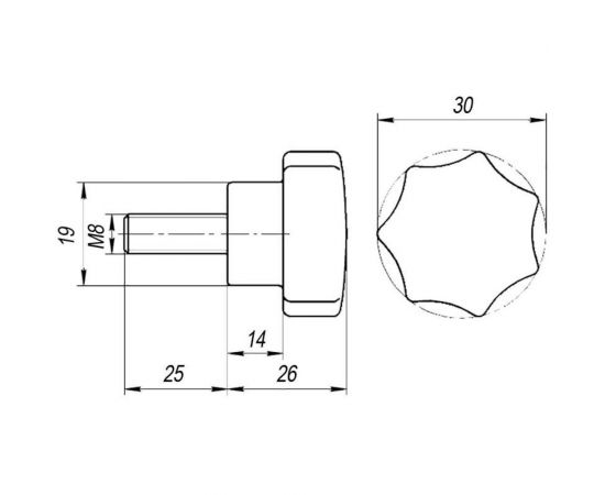 Звездообразная ручка EMES с наружной резьбой BKC300825 – изображение 3