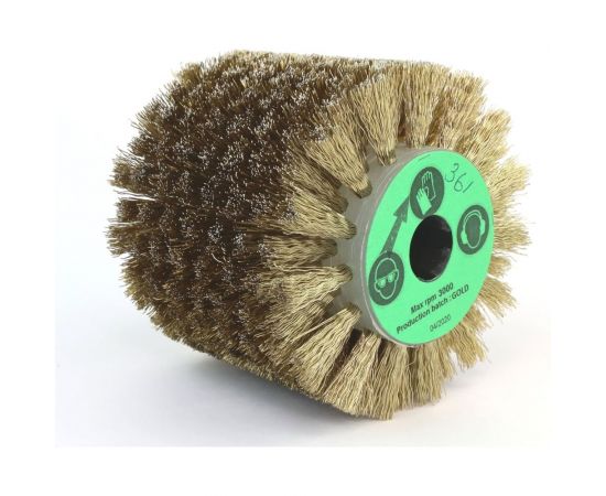 Щетка 110x100x19 мм, 4 отв., проволока гофр. латунир-я сталь 0.35 мм для щеточных шлиф машин 3-361 Cazzola Spazzole FEL110100GOLDPG – изображение 4