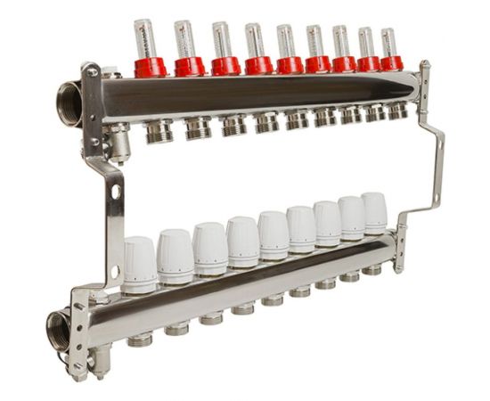 Коллекторная группа VRT 1""х3/4"", евроконус, 9 выходов, c расходомерами 530148 – изображение 5