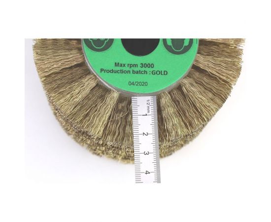 Щетка 110x100x19 мм, 4 отв., проволока гофр. латунир-я сталь 0.35 мм для щеточных шлиф машин 3-361 Cazzola Spazzole FEL110100GOLDPG – изображение 5