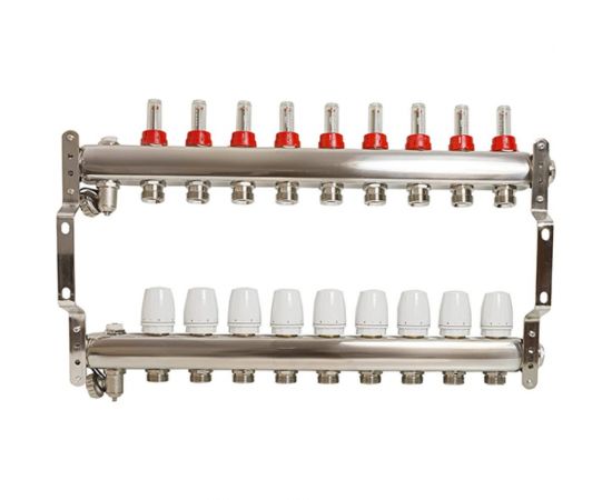 Коллекторная группа VRT 1""х3/4"", евроконус, 9 выходов, c расходомерами 530148 – изображение 6