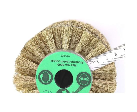 Щетка 110x100x19 мм, 4 отв., проволока гофр. латунир-я сталь 0.35 мм для щеточных шлиф машин 3-361 Cazzola Spazzole FEL110100GOLDPG – изображение 6