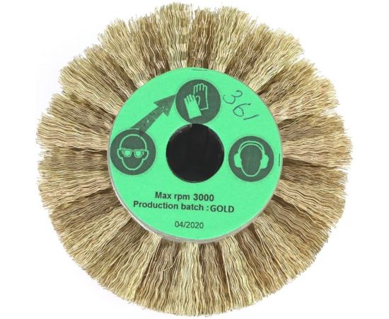 Щетка 110x100x19 мм, 4 отв., проволока гофр. латунир-я сталь 0.35 мм для щеточных шлиф машин 3-361 Cazzola Spazzole FEL110100GOLDPG – изображение 7
