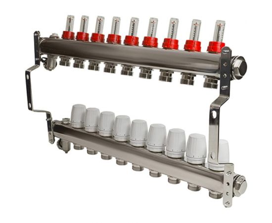 Коллекторная группа VRT 1""х3/4"", евроконус, 9 выходов, c расходомерами 530148 – изображение 7