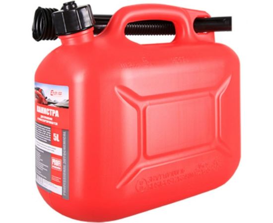 Канистра 5 л, красная для топлива в комплекте с крышкой и лейкой 3ton 55297 