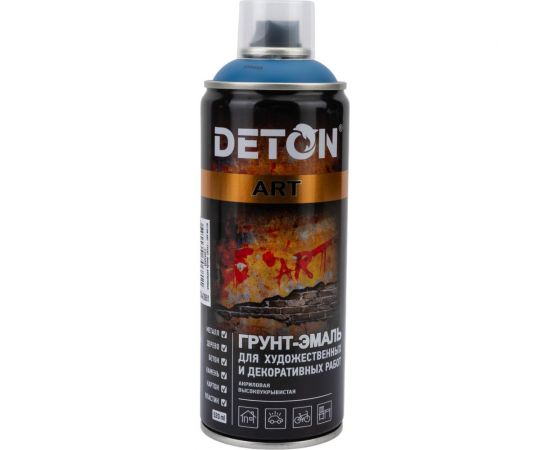 Грунт-эмаль для художественных и декоративных работ DETON синий, аэрозоль 520 мл DTN-A70681 – изображение 2
