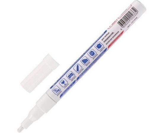 Лаковый маркер-краска BRAUBERG paint marker 2 мм, белый, нитро-основа, алюминиевый корпус 151438 – изображение 2