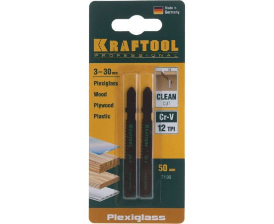 Полотно Kraftool для электролобзика по дереву 55x2 мм чистый рез 3 шт. EU T119B 159535-2 – изображение 4