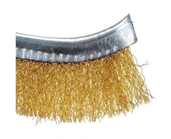 Металлическая 1-рядная щетка, латунированная проволока, пластиковая ручка Калибр 00000041875 – изображение 4