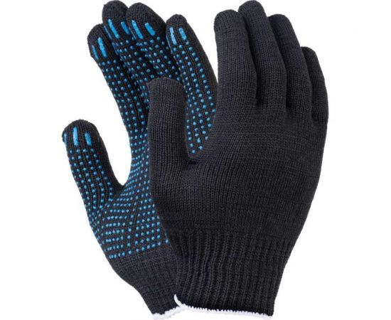 Перчатки FORT х/б с ПВХ черные, 10 класс, 5 нитей 501448215 