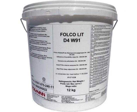 Клей Follmann FOLCO LIT D4, W91, ведро, 12 кг 14301-075-240-11 