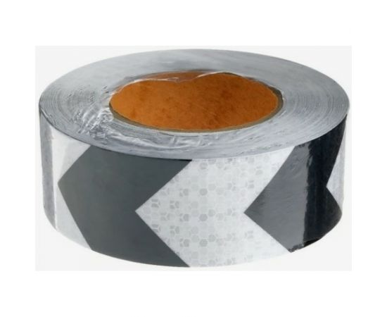 Светоотражающая самоклеящаяся лента СИМАЛЕНД бело-черная, 5 см х 25 м 4708044 