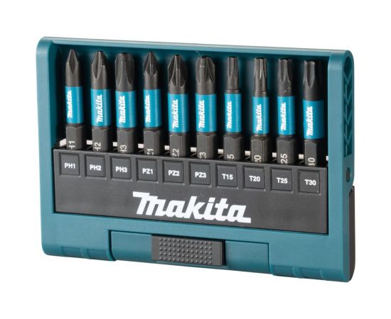 Набор бит Impact Black 50 мм, 10 шт (PH1, PH2, PH3, PZ1, PZ2, PZ3, T15, T20, T25, T30) Makita E-12011 