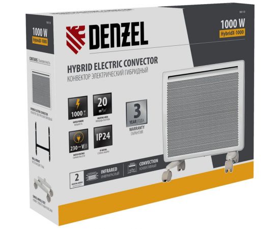 Гибридный электрический конвектор Denzel hybridx-1000, ик нагреватель, цифровой термостат 98118 – изображение 17