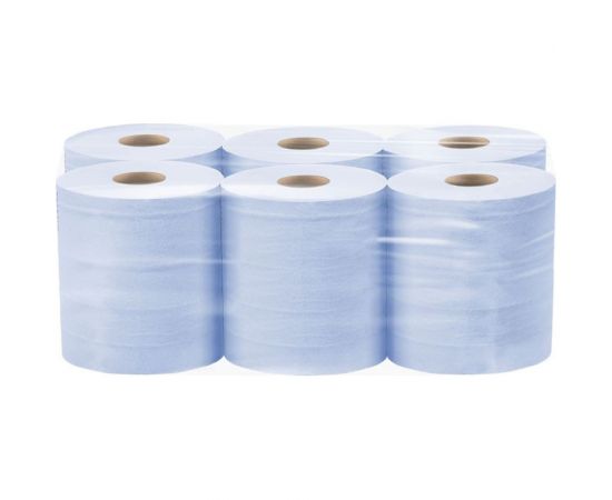 Протирочное полотенце Jasmin professional 2 сл., 6 рул., 22x35 см, 500 отр., синее, d 6 см центр. вытяжка, синее (м2, м4) ПП500223 – изображение 2