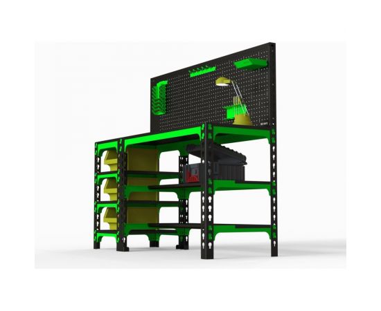 Металлический стол с боковыми полками и перфопанелью ООО Металекс 750x1200x600 мм SBF751260 – изображение 3