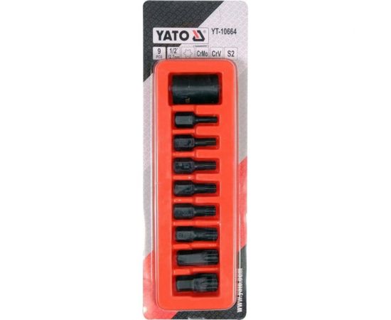 Набор ударных бит TORX 9 предметов, 1/2"" YATO YT-10664 – изображение 3