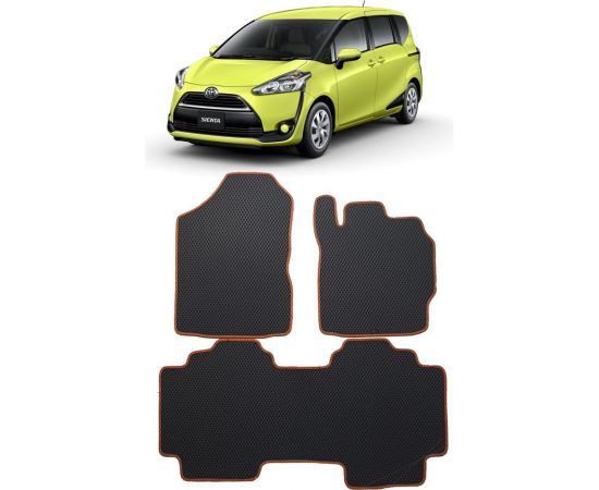 Ковры в салон автомобиля Eva Smart toyota sienta правый руль 2015 - эва сота коричневые c серой окантовкой 3292-A6B1-S 