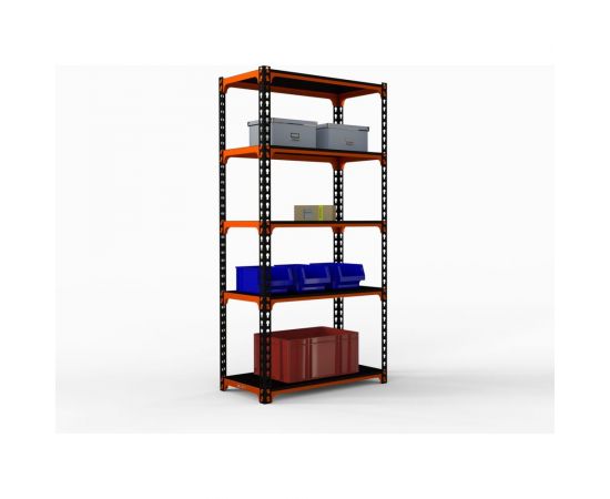 Стеллаж ООО Металекс MID 1800x1800x500 5 полок оранжево-чёрный 107055 