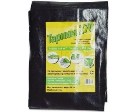 Тент строительный Profi с люверсами 270 г/кв.м, 3x4 м, 12 кв.м ТАРПИКС T90617 – изображение 2