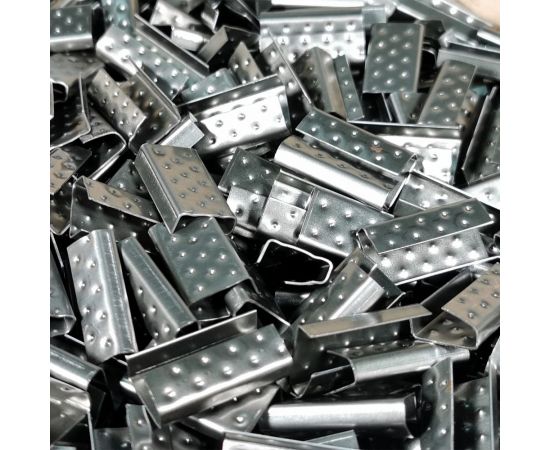 Стальная скрепа КОРДЛЕНД 13x27x0,5 для ПП ленты 12 мм, 1000 шт. PP-13 KREP-00194 – изображение 2