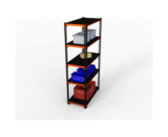 Стеллаж ООО Металекс MID 1800x1800x500 5 полок оранжево-чёрный 107055 – изображение 3