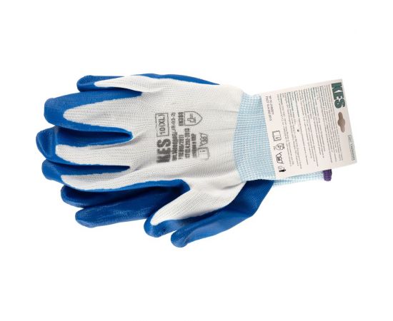 Усиленные перчатки из полиэстера КЭС, гладкий нитрильный облив ладони, размер 10/XL 14000006 JR-03-2 – изображение 3