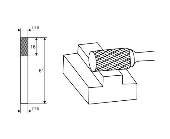 Борфреза цилиндрическая 6x16x6х61 мм Энкор 21700 – изображение 3