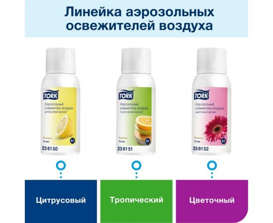 Аэрозольный освежитель воздуха TORK цитрусовый арт 236150 75 мл А1 25623 – изображение 4
