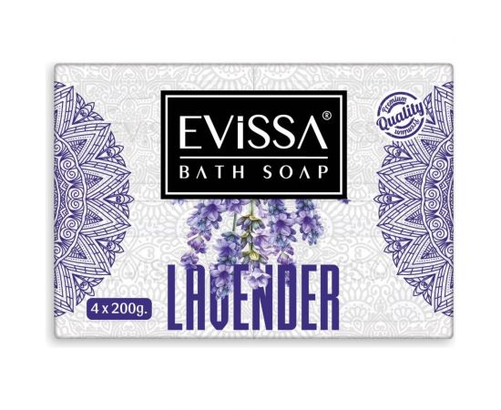Банное мыло EVISSА пвх пленка, 4 шт. по 200 гр. лаванда М5213 