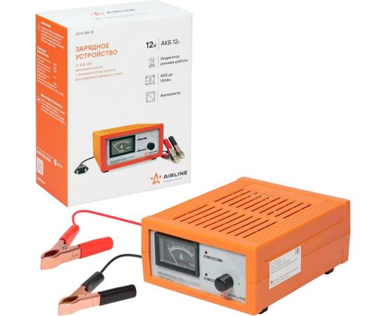 Зарядное устройство AIRLINE 0-10 А, 12 В, амперметр, ручная регулировка зарядного тока, импульсное ACH-AM-18 