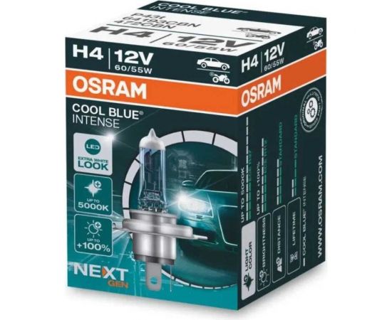 Автолампа Osram H4, 60/55 Вт, P43t, 38+100 проц. COOL BLUE INTENSE NextGen 64193CBN – изображение 2