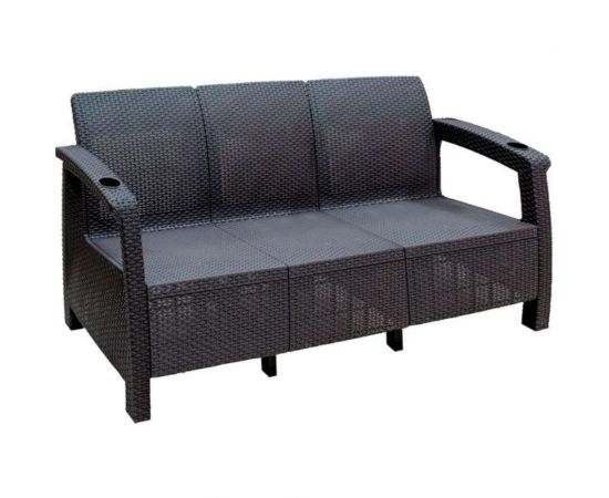 Диван WORKY ротанг, 3-х местный, 188x70x79 см, мокко, с черными подушками ARD257863 – изображение 2